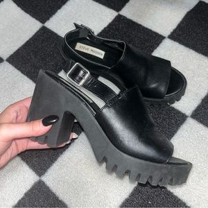 Black Sunnyside Heeled Sandals Lug Sole